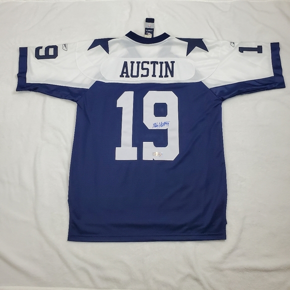 Signed Dallas Cowboys Miles Austin Reebok Navy Jersey - Picture 2 of 5